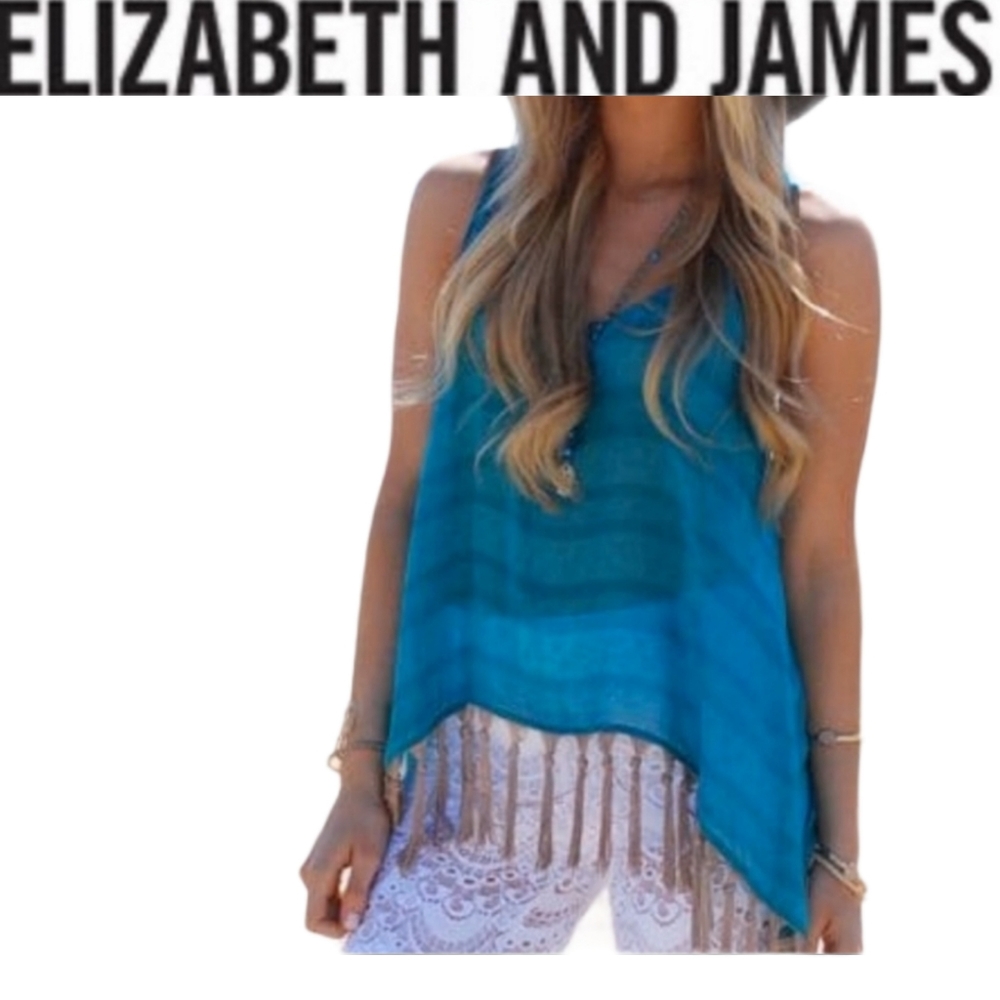 Elizabeth and James tassel printed silk tank top XS